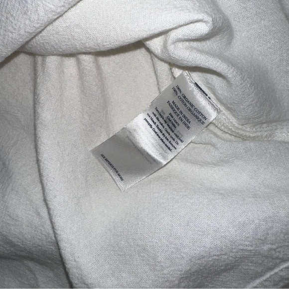 NEW Faherty Smocked Laura White Tan Peasant Knit Top Boho Embroidered Lagenlook - Picture 5 of 11